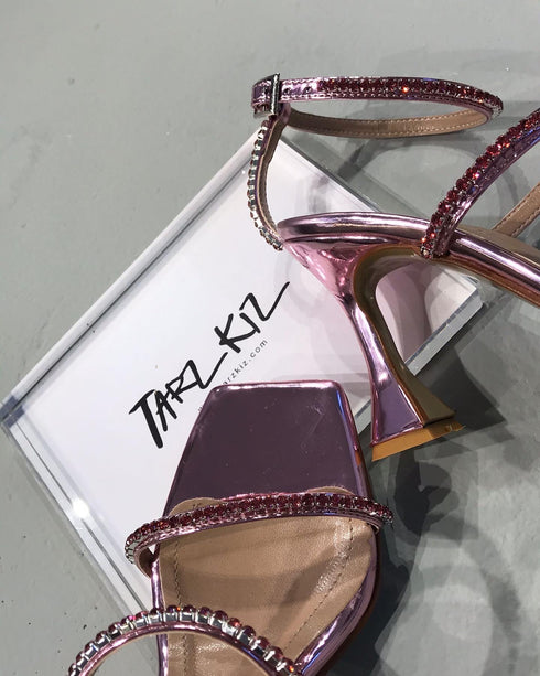 TUVANA LİLA KRİSTAL TAŞLI TOPUKLU SANDALET